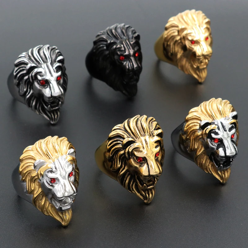 Fashion High Quality Animal stone ring Men's Lion Rings Stainless Steel Rock Punk Rings Men Lion's head Gold Jewelry Wholesale
Fashion High Quality Animal stone ring Men's Lion Rings Stainless Steel Rock Punk Rings Men Lion's head Gold Jewelry Wholesale