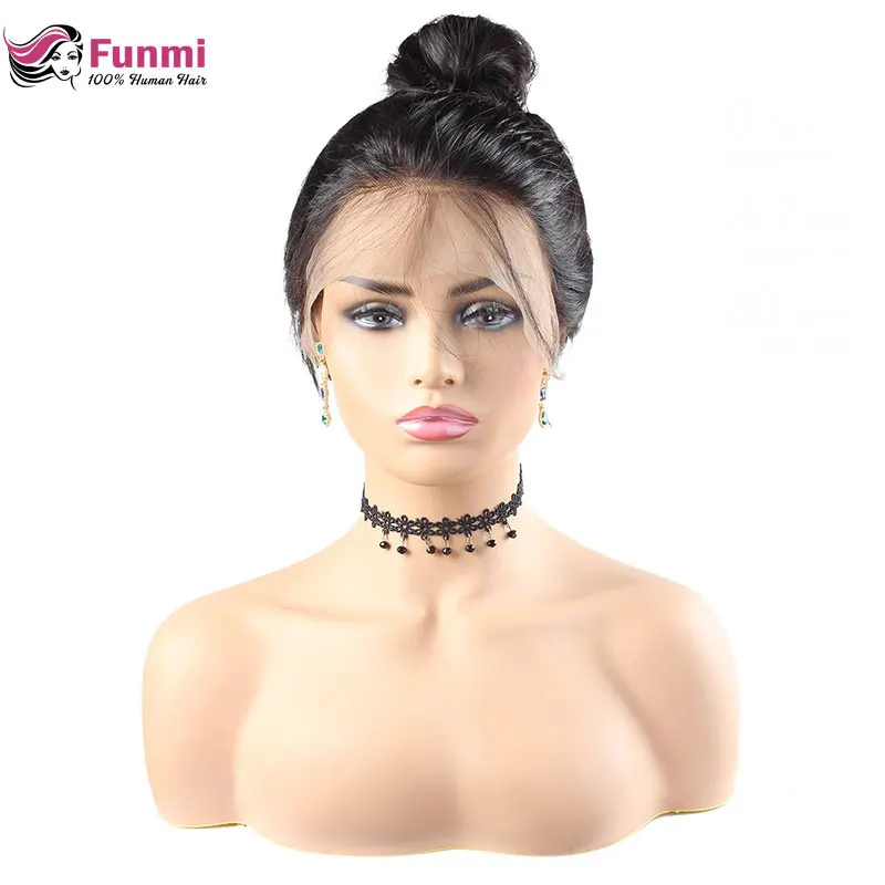 Funmi Peruvian 360 Lace Wigs Straight Front Human Hair For Black Women Frontal Remy With Baby | Шиньоны и парики