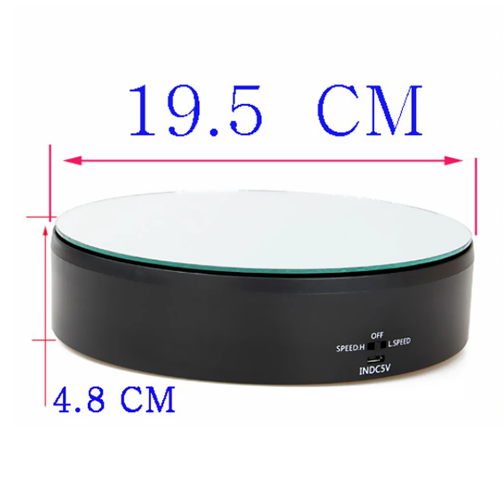 ABS Electric Rotating Display Stand Motorized Mirrored Display Turntable Automatic revolving platform Jewelry Packaging Black