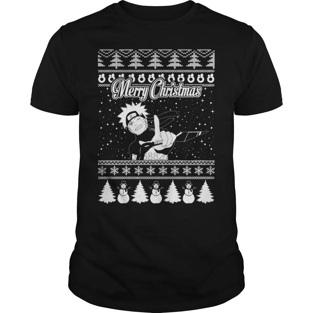 Men Short sleeve tshirt Naruto Ugly Christmas Sweater T-Shirt cool Women t-shirt | Мужская одежда