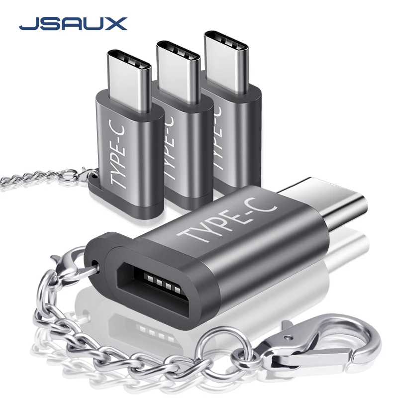 JSAUX USB Type C Adapter,4-Pack Aluminum USB C to Micro USB Convert Connector with Keychain Charger compatible Samsung Galaxy S9
JSAUX USB Type C Adapter,4-Pack Aluminum USB C to Micro USB Convert Connector with Keychain Charger compatible Samsung Galaxy S9