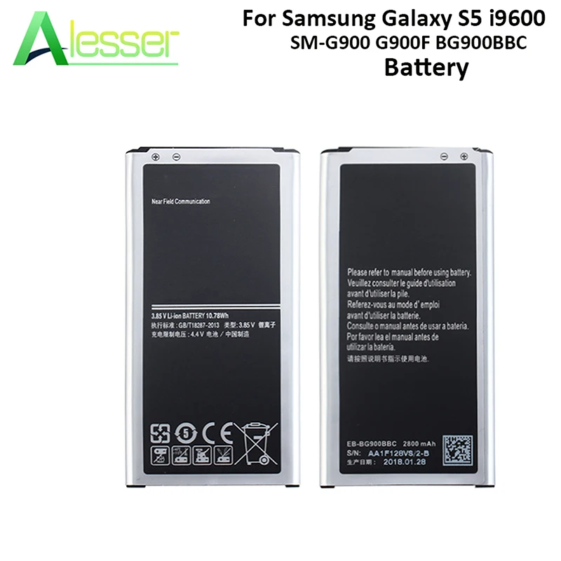 Alesser For Samsung Galaxy S5 i9600 SM-G900 G900F BG900BBC Battery 2000mAh High Capacity Replacement Accessory Accumulators
Alesser For Samsung Galaxy S5 i9600 SM-G900 G900F BG900BBC Battery 2000mAh High Capacity Replacement Accessory Accumulators