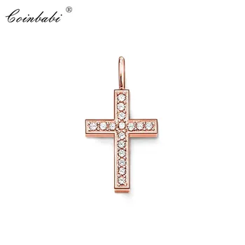 Pendant Cross Zirconia Rose Pure Gold Color For Women Fashion Classic Gift Europe Key Chain Fashion Pendant Fit Necklace
