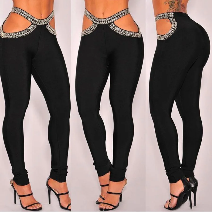 Top Quality Celebrity Black Khaki Bright Beading Rayon Bandage Pants Fashion Bodycon Pant
Top Quality Celebrity Black Khaki Bright Beading Rayon Bandage Pants Fashion Bodycon Pant
