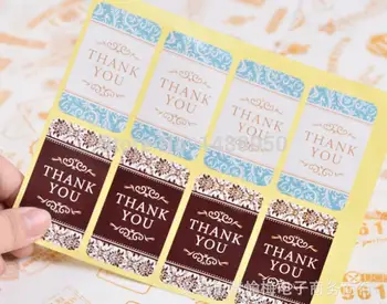 

wholesale (600pcs/lot) Baking packaging Fresh mint green flower rectangle "THANK YOU" seal stickers gift label cheap 3.3*5.5cm