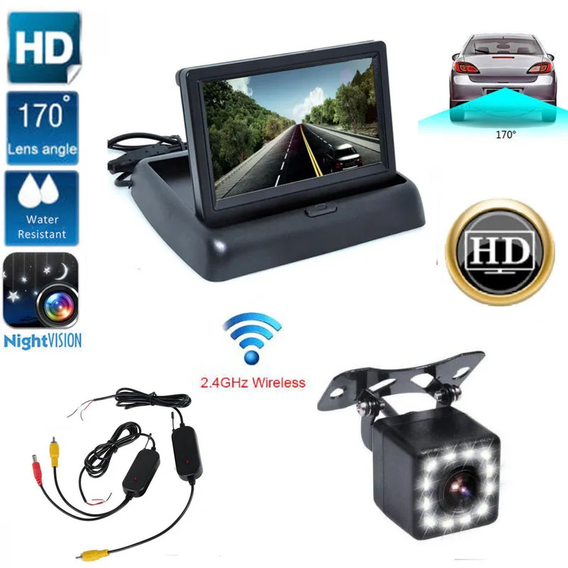 Newest 4.3" Foldable LCD Screen Monitor Display+Car Rear View Reverse Camera 520 TV line with Wireless transmitter & receiver
Newest 4.3" Foldable LCD Screen Monitor Display+Car Rear View Reverse Camera 520 TV line with Wireless transmitter & receiver