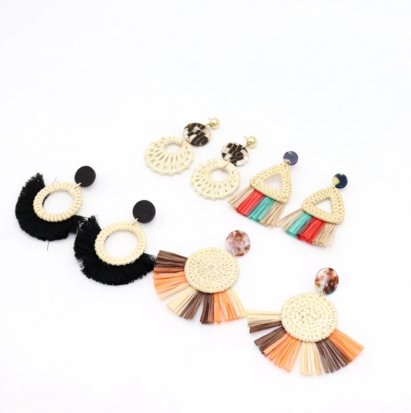 2018 New Fashion multicolor geometric triangle circle Grass weaving inlay wood tassel Drop Earrings for Women
2018 New Fashion multicolor geometric triangle circle Grass weaving inlay wood tassel Drop Earrings for Women