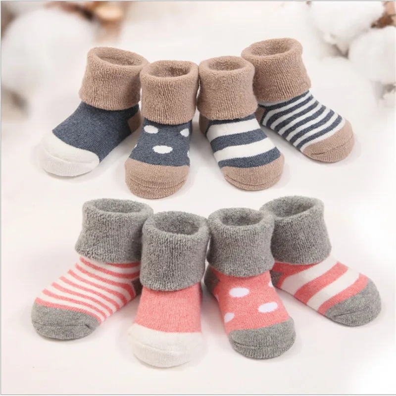 4 пары детских Хлопковых Носков теплые зимние носки для маленьких мальчиков и