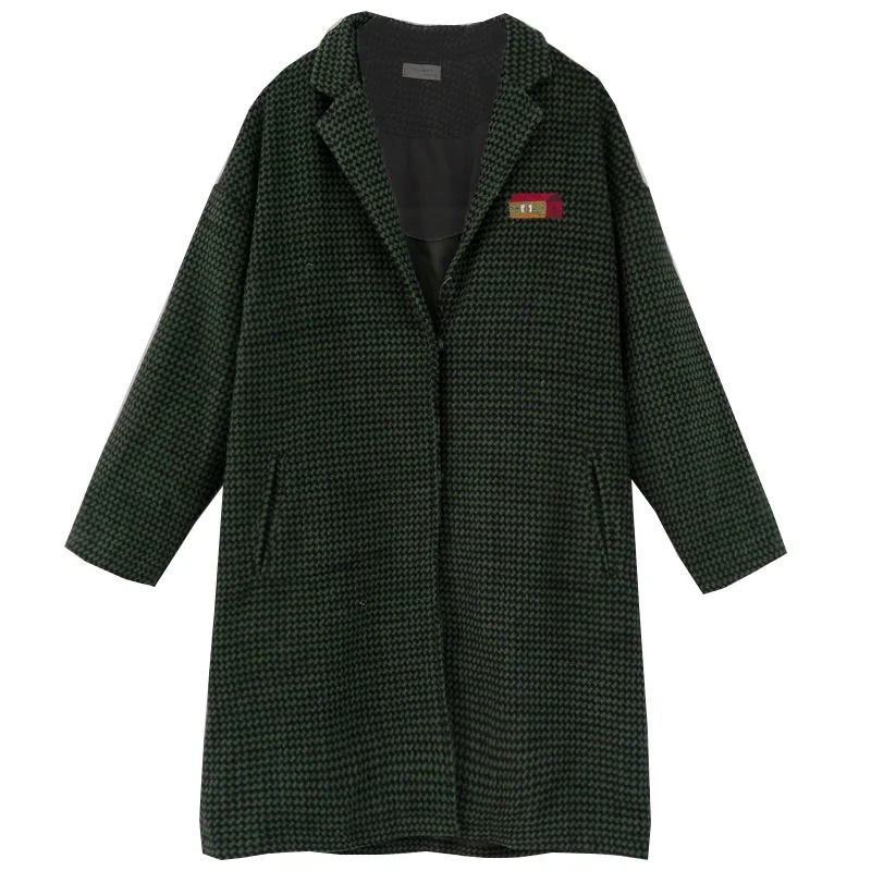 Spring New Vintage Winter Women Woolen Coat Casual Loose Femme Dark Green Long Jackets Thicken Warm Outwear House Embroidery
Spring New Vintage Winter Women Woolen Coat Casual Loose Femme Dark Green Long Jackets Thicken Warm Outwear House Embroidery