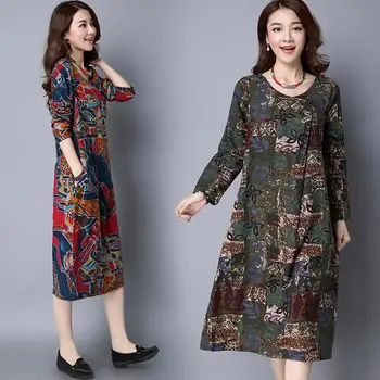 Spring and summer New National style Dress loose cotton and Linen Female long sleeve dress High Quality QD38
Spring and summer New National style Dress loose cotton and Linen Female long sleeve dress High Quality QD38