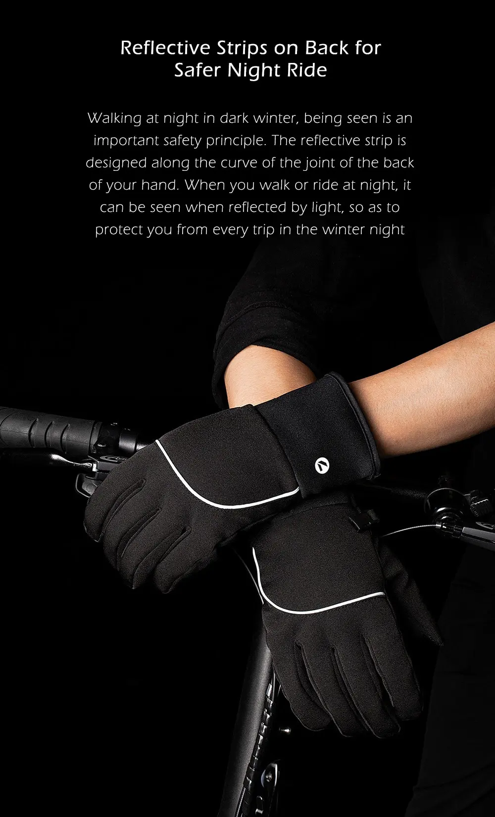 Xiaomi youpin QIMIAN Outdoor Plus Velvet Warm Touch Screen Gloves- Black M