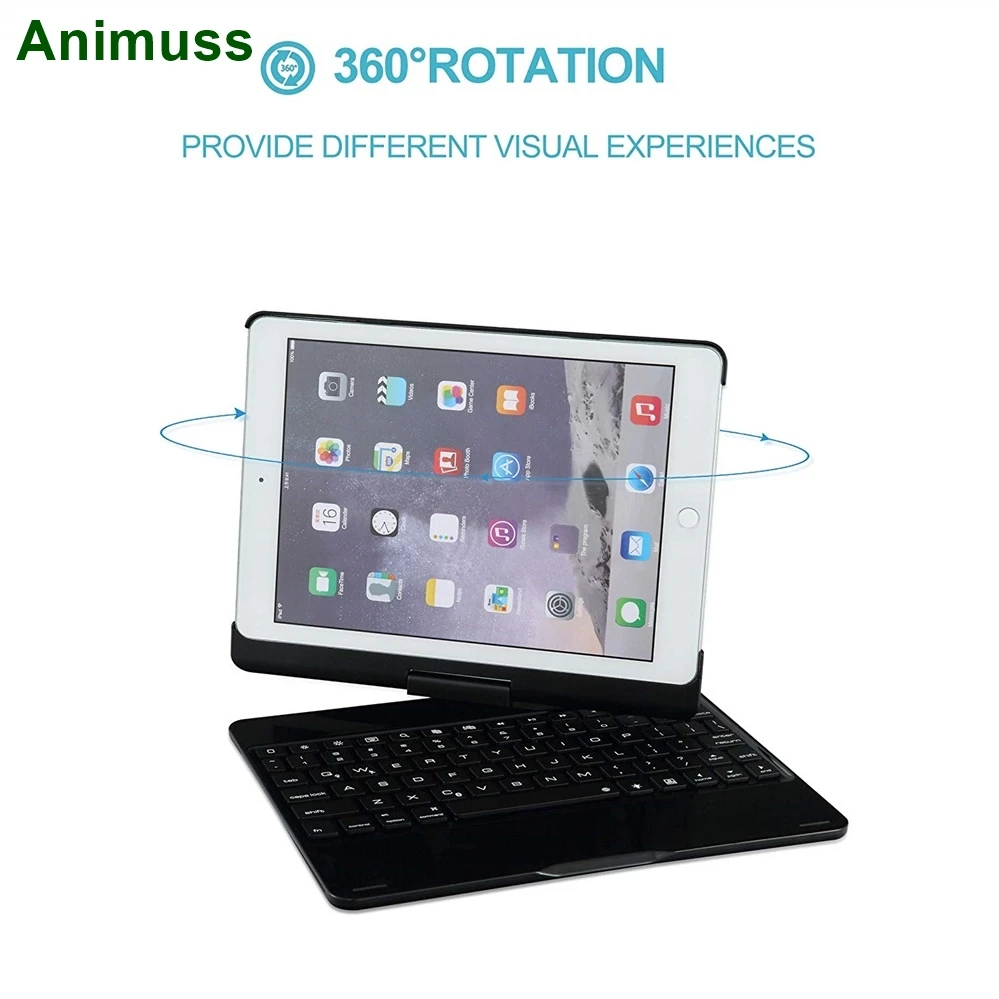 ANIMUSS Keyboard Case for iPad 9.7 2018 2017/iPad Pro 9.7/iPad Air, 7 Color Backlit Bluetooth Keyboard Case 360 Rotate Stand
ANIMUSS Keyboard Case for iPad 9.7 2018 2017/iPad Pro 9.7/iPad Air, 7 Color Backlit Bluetooth Keyboard Case 360 Rotate Stand