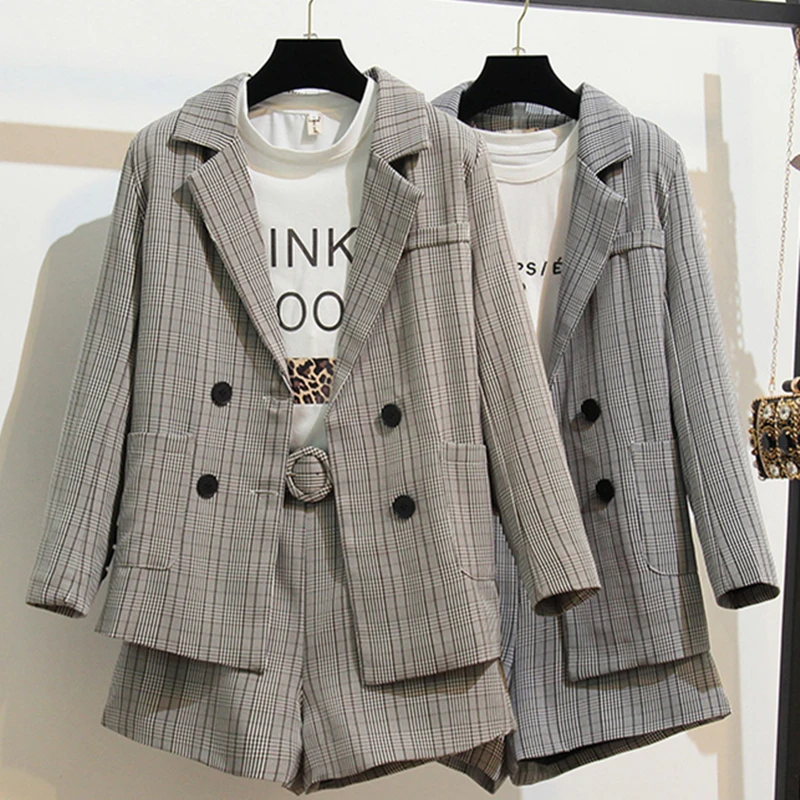 Work Fashion 2 Piece Set for Women Double Breasted Plaid Blazer Jacket & Shorts Office Lady Suit Feminino 2019 Two Piece Outfits
Work Fashion 2 Piece Set for Women Double Breasted Plaid Blazer Jacket & Shorts Office Lady Suit Feminino 2019 Two Piece Outfits