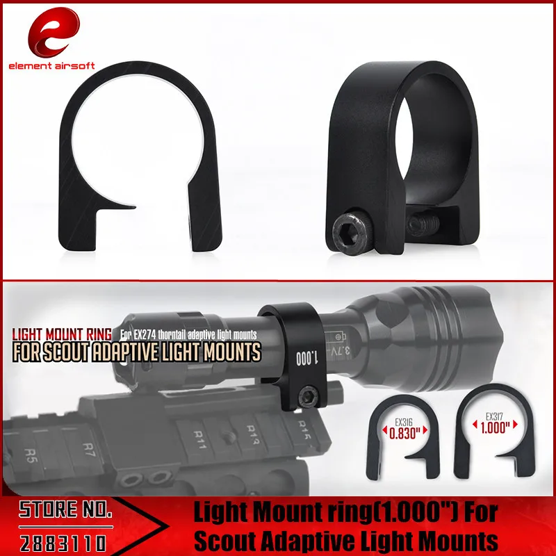 

Element Airsoft Weapons Rail Accessories Gun Tactical Hunting Light B Ring Mount 1 inch For Scout Adaptive Light Mounts