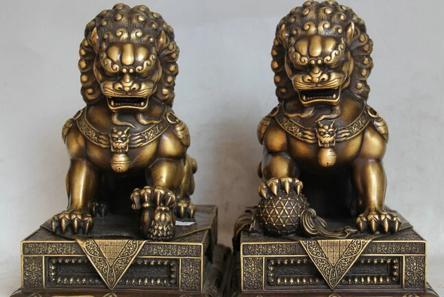 JP S62 10 Chinese Copper Feng Shui Fu Foo Dog Guardion Lion Door Ball Son Statue Pair
JP S62 10 Chinese Copper Feng Shui Fu Foo Dog Guardion Lion Door Ball Son Statue Pair