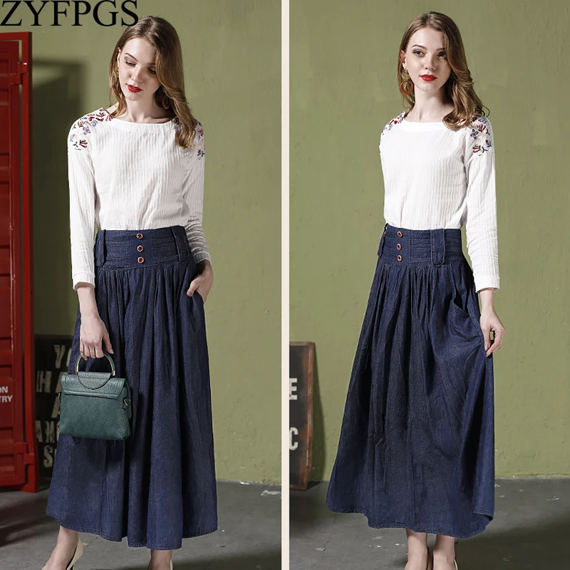 ZYFPGS 2019 Large-Size High-Waist Denim Skirt Half-length Denim Skirts Summer Fold Wild Leisure Western Asia Belt Buttons L0505
ZYFPGS 2019 Large-Size High-Waist Denim Skirt Half-length Denim Skirts Summer Fold Wild Leisure Western Asia Belt Buttons L0505