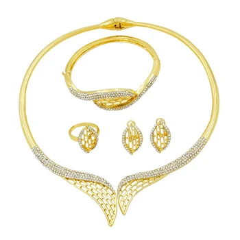 Fashion Charm Women 24 Gold Jewelry Sets Wedding Anniversary Commemorate Gift Crystal Necklace Ring Earrings Exquisite Jewelry
Fashion Charm Women 24 Gold Jewelry Sets Wedding Anniversary Commemorate Gift Crystal Necklace Ring Earrings Exquisite Jewelry