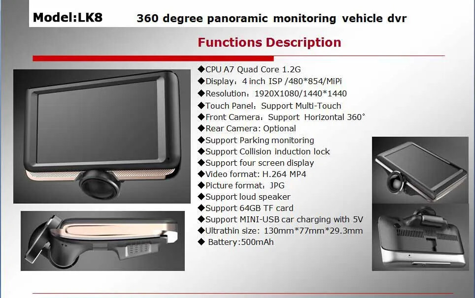 360 degree panoramic monitoring system car dvr camera dashcam recorder20170425_0038