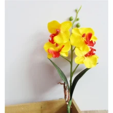 28cm 4 머리 나비 난초 인공 꽃 화분 식물 가짜 실크 꽃 지점 호 접 홈 테이블 사무실 장식(China)