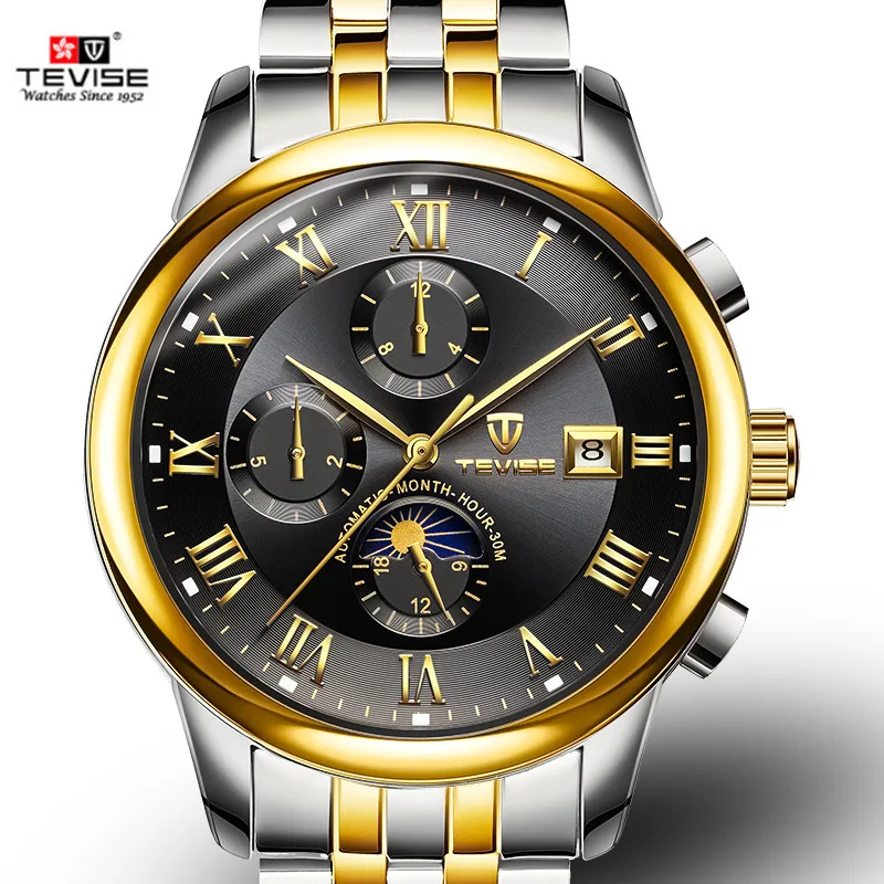 Tevise Full Steel SportAutomatic Watch Men Moon Phase Chronograph Mechanical Watches Mens Waterproof Clock Relogios Masculino
Tevise Full Steel SportAutomatic Watch Men Moon Phase Chronograph Mechanical Watches Mens Waterproof Clock Relogios Masculino
