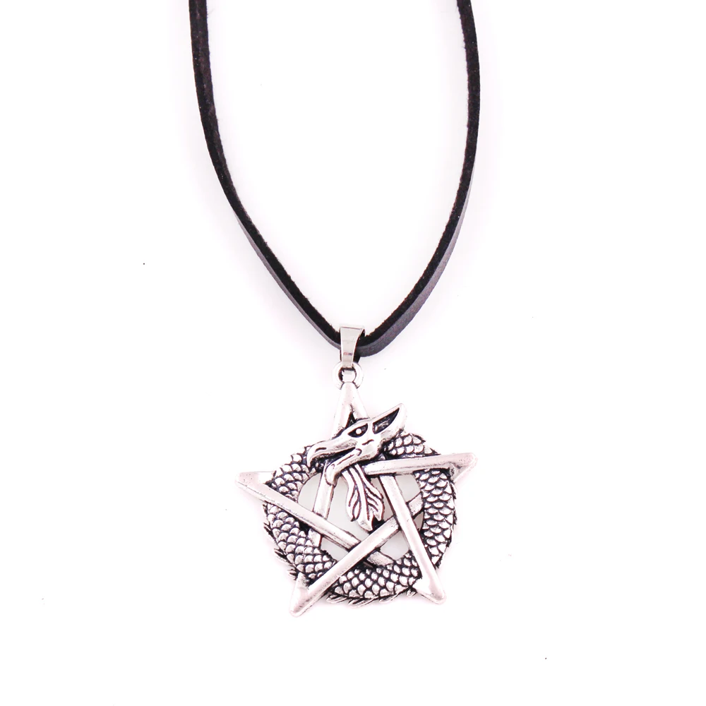 Ожерелья украшения кожаная цепочка Дракон Готическая пентаграмма средневековый
