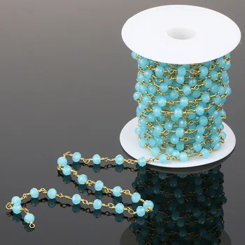 HanKun 4*6mm Aqua Blue Faceted Rondelle Crystal Beads with Brass wire wrapped Rosary-Making Jewelry-Stone Bead Chain Necklace
HanKun 4*6mm Aqua Blue Faceted Rondelle Crystal Beads with Brass wire wrapped Rosary-Making Jewelry-Stone Bead Chain Necklace