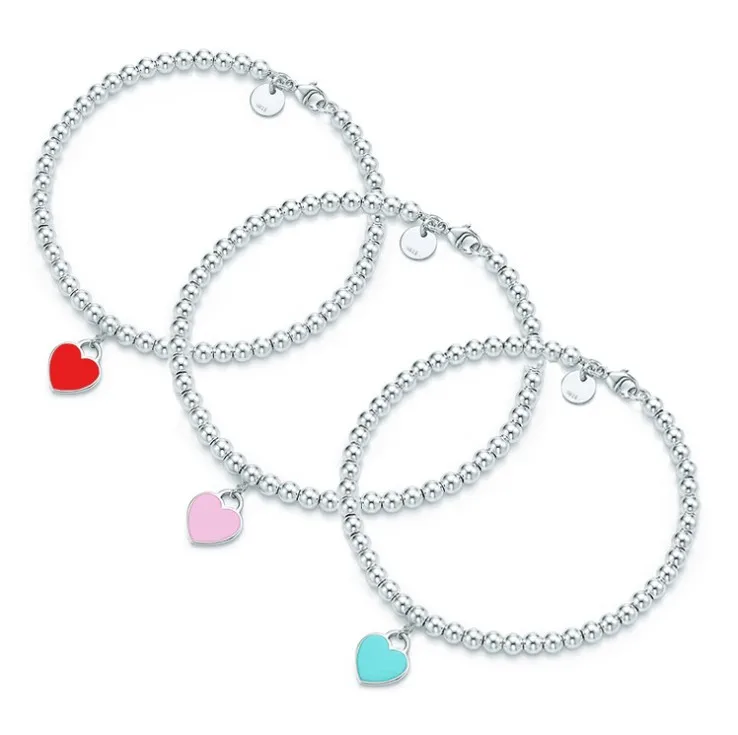 925 silver love heart-shaped Tiff Brand bracelet Crystal from Austrian Mother's Day red enamel beads bracelet new female
925 silver love heart-shaped Tiff Brand bracelet Crystal from Austrian Mother's Day red enamel beads bracelet new female