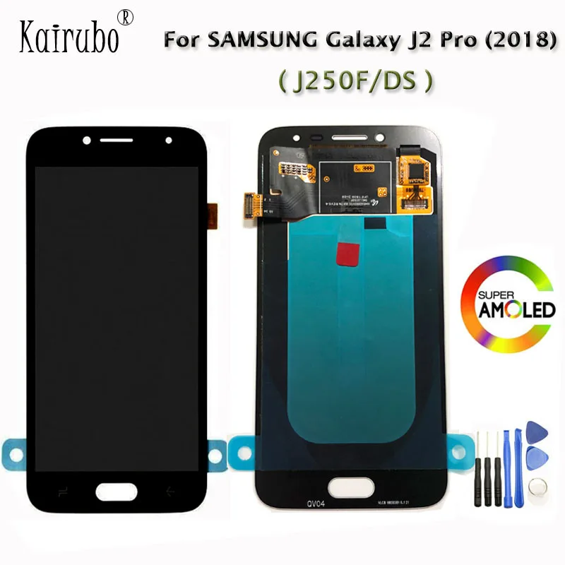 

J250 LCD Display For Samsung Galaxy J2 Pro 2018 J250F/DS Display Touch Screen Digitizer Super AMOLED TFT Brightness Adjustable