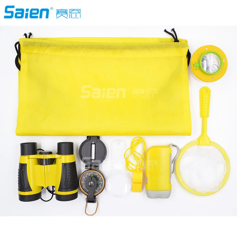 Adventure Set for Kids - Children Binoculars Bug Collector Flashlight Compass Magnifying Glass Exploration Toy Kit | Спорт и