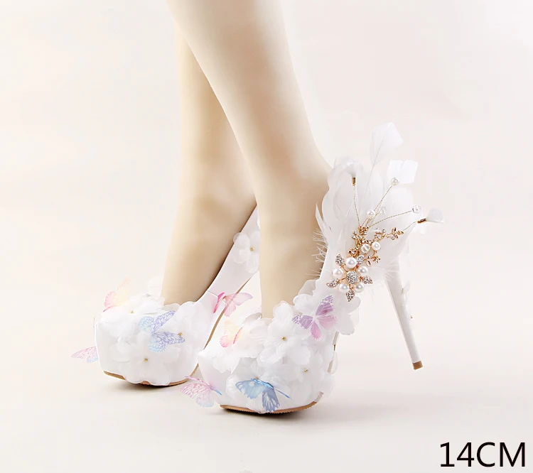 Genuine Bridal Shoesv White Butterfly Lace Flower Rhinestone Bride Shoes High heel 12-14cm Feather Dress Banquet Pumps Size 39 Genuine Bridal Shoesv White Butterfly Lace Flower Rhinestone Bride Shoes High heel 12-14cm Feather Dress Banquet Pumps Size 39<br><br>Aliexpress