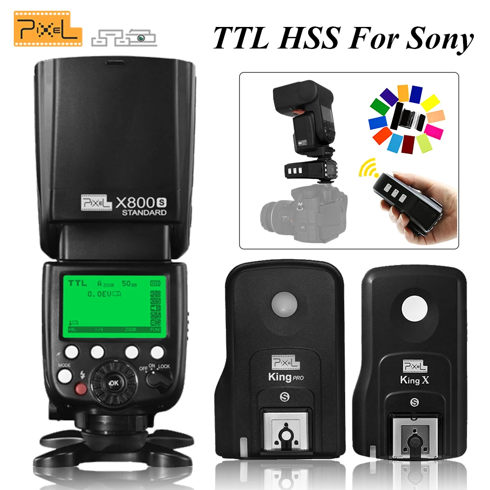 Pixel X800S Standard Wireless HSS TTL LED Flash Speedlite+ King Pro 2.4G Flash Trigger Set Transceivers For Sony Mi Shoe Cameras
Pixel X800S Standard Wireless HSS TTL LED Flash Speedlite+ King Pro 2.4G Flash Trigger Set Transceivers For Sony Mi Shoe Cameras