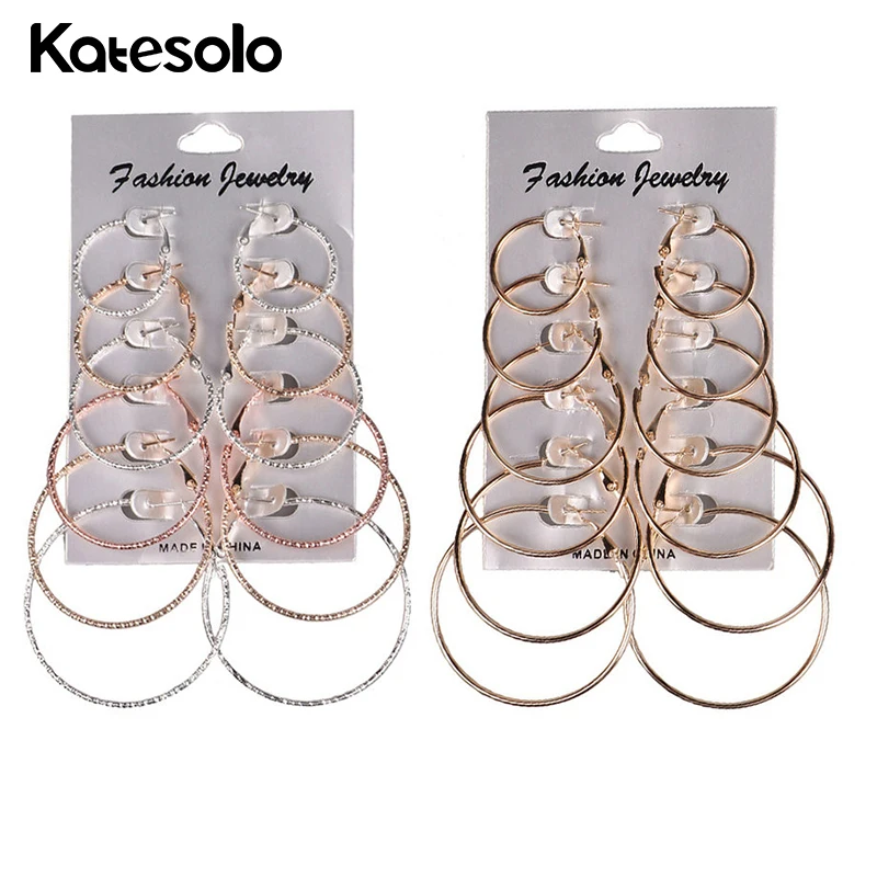 2018 Hot Sale 6 Pairs/lot Hoop Earring Sets Women Female Big Circle Hanging Ear Studs Ear Pendant Brincos Aros Jewelry
2018 Hot Sale 6 Pairs/lot Hoop Earring Sets Women Female Big Circle Hanging Ear Studs Ear Pendant Brincos Aros Jewelry