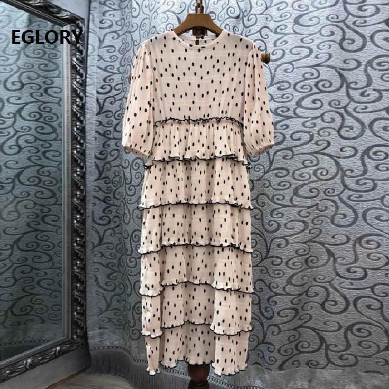 New Celebrity Inspired Party Vintage Dress Women O-Neck Polka Dot Print Half Sleeve Cascading Ruffle Elegant Dress Princess Lady
New Celebrity Inspired Party Vintage Dress Women O-Neck Polka Dot Print Half Sleeve Cascading Ruffle Elegant Dress Princess Lady