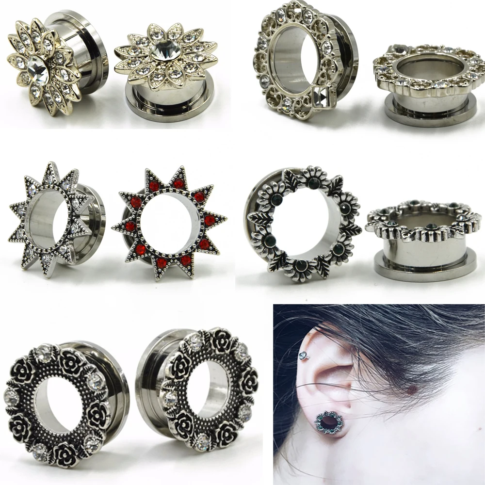 2Pcs "Lotus Flower"Rose Flower" Dotted Gemmed Ear Screw Fit Flesh Tunnel 6mm-16mm Plug Expander Piercing Jewelry
2Pcs "Lotus Flower"Rose Flower" Dotted Gemmed Ear Screw Fit Flesh Tunnel 6mm-16mm Plug Expander Piercing Jewelry