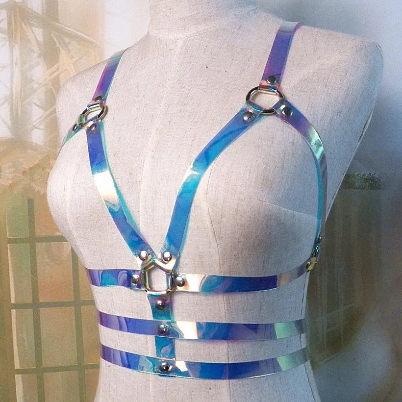 Fashion Handmade Clear Laser holographic Choker harness punk Collar belt Necklace Bra Spikes Chain torques club party
Fashion Handmade Clear Laser holographic Choker harness punk Collar belt Necklace Bra Spikes Chain torques club party