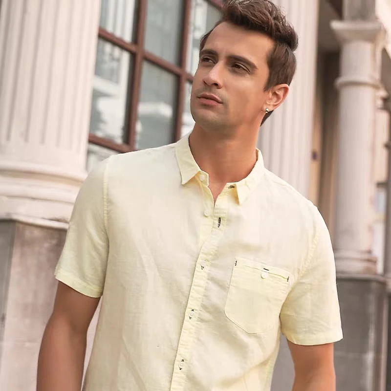 Men 2019 Summer Fashion Brand Chinese Style Slim Fit Cotton Linen Short Sleeve Shirt Male Casual Thin Yellow Beach Shirt Cloth
Men 2019 Summer Fashion Brand Chinese Style Slim Fit Cotton Linen Short Sleeve Shirt Male Casual Thin Yellow Beach Shirt Cloth