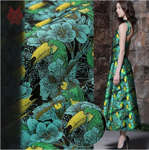 165cm Width Green Bird Froal Polyester Brocade Jacquard Fabric for Woman Autumn Winter Dress Coat Jacket Pants Sewing-AF719
165cm Width Green Bird Froal Polyester Brocade Jacquard Fabric for Woman Autumn Winter Dress Coat Jacket Pants Sewing-AF719