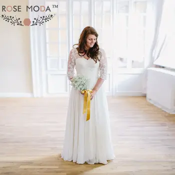 Rose Moda Half Lace Sleeves A Line Wedding Dress 2019 with Lace Boho Bridal Dresses
Rose Moda Half Lace Sleeves A Line Wedding Dress 2019 with Lace Boho Bridal Dresses