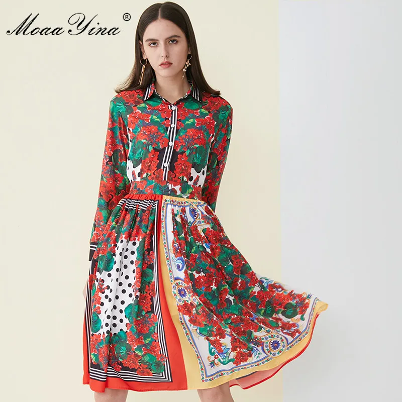 MoaaYina Turn-down Collar Long sleeve Floral-Print Elegant Vacation Dresses Fashion Designer Runway Dress Spring Women's dress
MoaaYina Turn-down Collar Long sleeve Floral-Print Elegant Vacation Dresses Fashion Designer Runway Dress Spring Women's dress