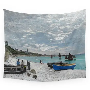 

The Beach At Sainte-Adresse - Claude Monet - 1867 Wall Tapestry Wall Hanging Tapestry for Home Psychedelic Bedspread Art Carpet