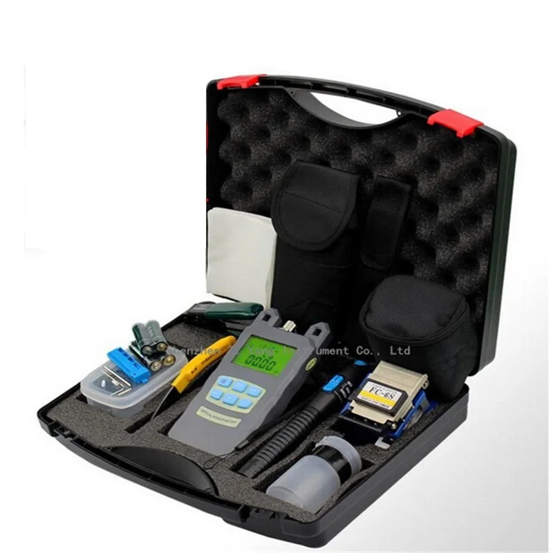 10pcs/lot Fiber Optic FTTH Tool Kit with FC-6S Fiber Cleaver and Optical Power Meter 10MW Visual Fault Locator with toolbox
10pcs/lot Fiber Optic FTTH Tool Kit with FC-6S Fiber Cleaver and Optical Power Meter 10MW Visual Fault Locator with toolbox