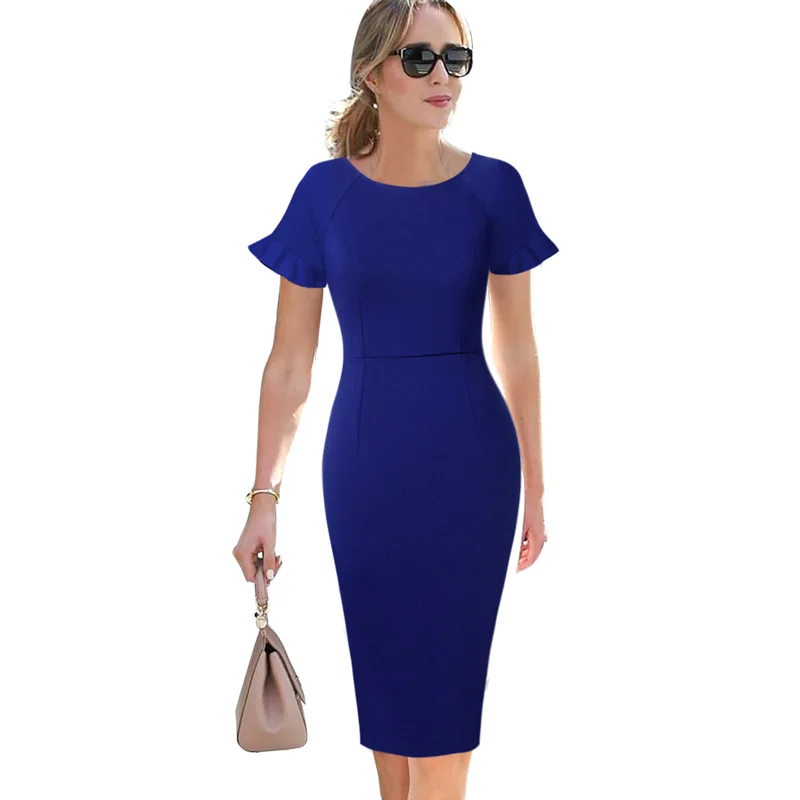 

Vfemage Womens Elegant Ruffle Flutter Sleeves Casual Wear To Work Business Office Cocktail Party Bodycon Pencil Sheath Dress 503