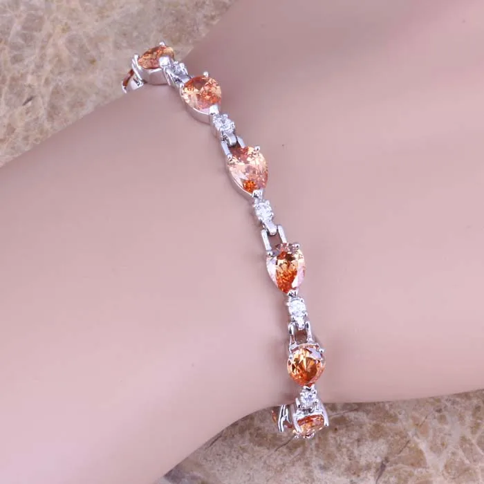 Valuable Champagne Morganite White CZ 925 Sterling Silver Link Chain Bracelet 6.5 - 7.5 inch S0588
Valuable Champagne Morganite White CZ 925 Sterling Silver Link Chain Bracelet 6.5 - 7.5 inch S0588