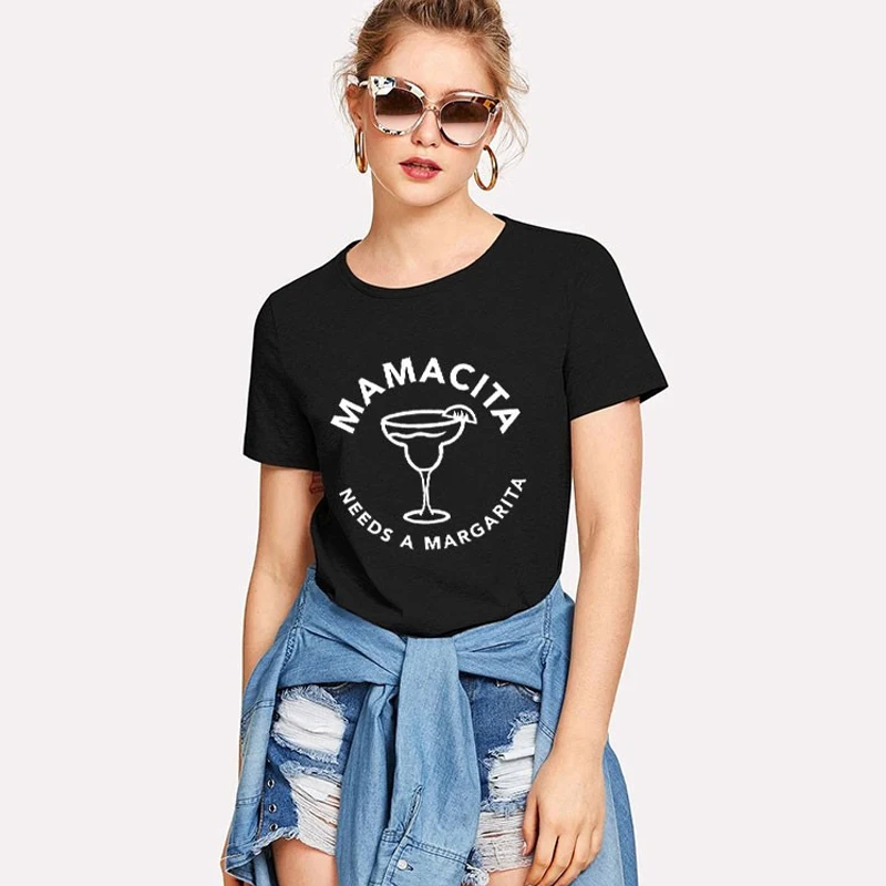 

Футболка Mamacita Need A Margarita, повседневная забавная футболка для питья с графическим рисунком, женская летняя хипстерская футболка Tumblr со слоганом гранжа, черная футболка