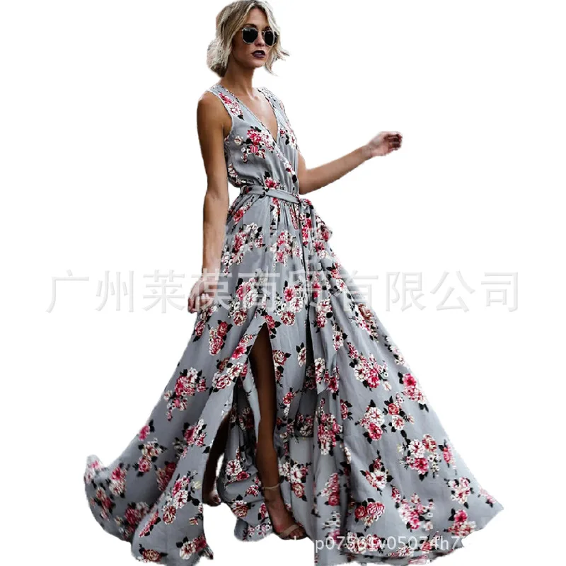 Spring Summer Floral Print Dress Women Casual V Neck Split Beach Dresses for Women Elegant Boho Dress Long Big Size Dresses
Spring Summer Floral Print Dress Women Casual V Neck Split Beach Dresses for Women Elegant Boho Dress Long Big Size Dresses