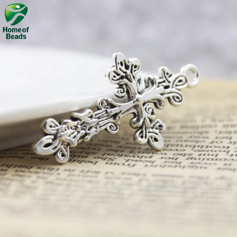 

ZA1254 Fashion Antique Silver Color Color DIY Jesus Cross Charms Pendants For Jewelry Making Handmade 47x25mm 20pcs/lot