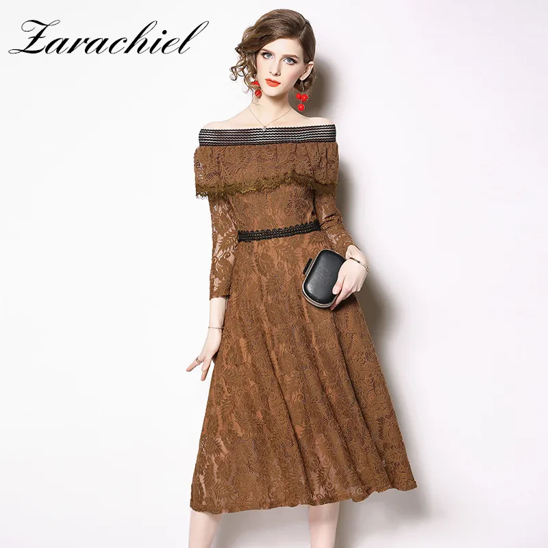 2019 Spring Summer Women Sexy Off the Shoulder Hollow Out Lace Dress Plus Size S-3XL Dress Elegant Lady Slash Neck Long Dress
2019 Spring Summer Women Sexy Off the Shoulder Hollow Out Lace Dress Plus Size S-3XL Dress Elegant Lady Slash Neck Long Dress