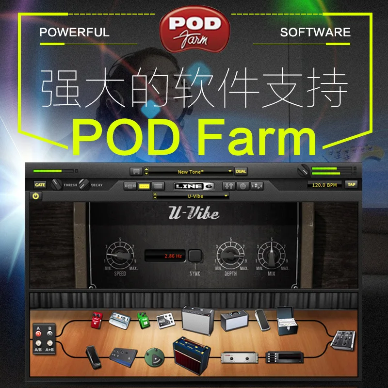 Фото POD Studio UX1/UX2/GX бас электрическая гитара звуковая карта USB аудио интерфейс эффект |