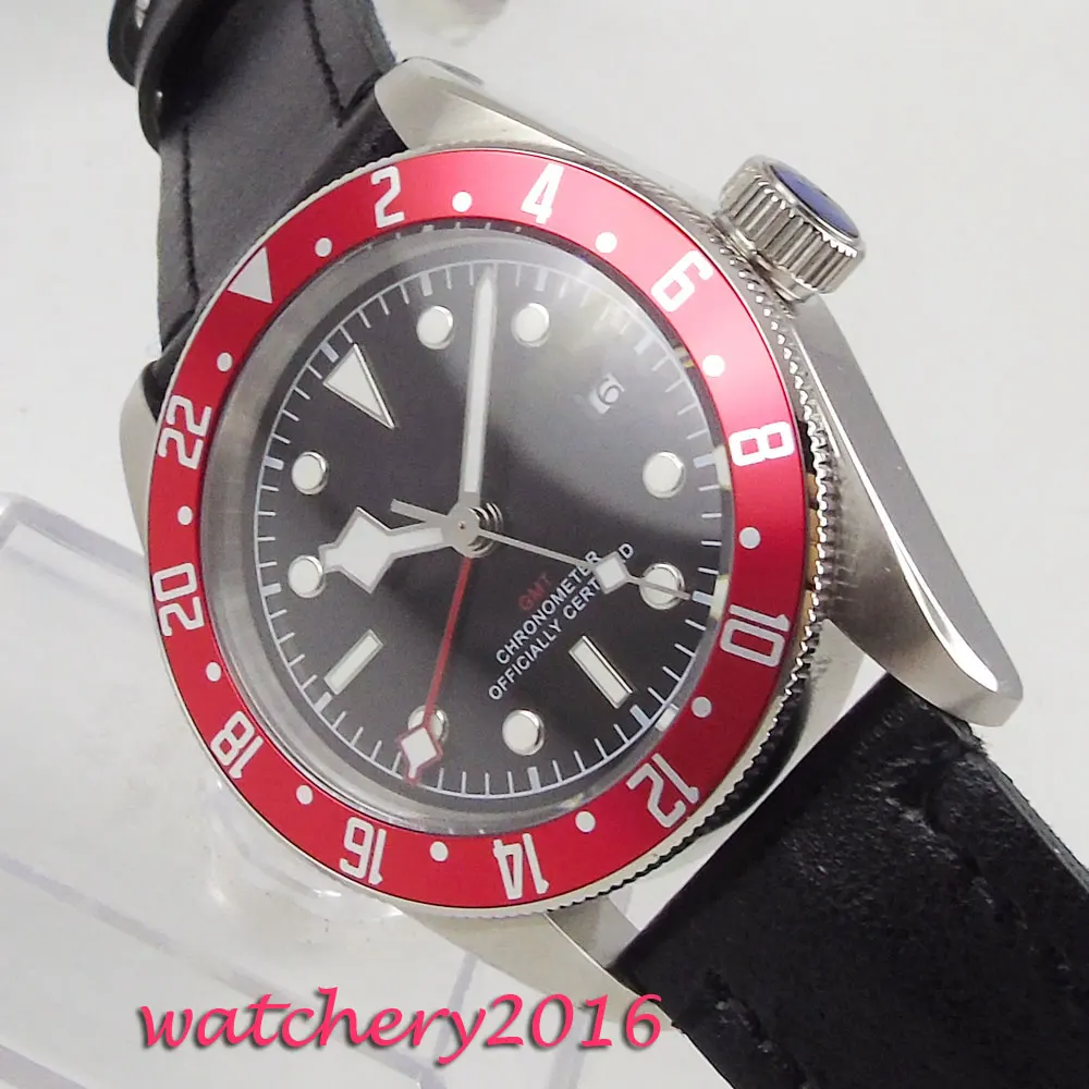 41mm Corgeut Black Sterile Dial Red Rotating Bezel Sapphire Glass GMT Luminous Hands Date Steel Automatic Movement men's Watch
41mm Corgeut Black Sterile Dial Red Rotating Bezel Sapphire Glass GMT Luminous Hands Date Steel Automatic Movement men's Watch