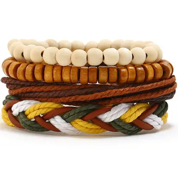 Braided Khaki Feather Ethnic 4 Pcs/set Wood Beaded Handmade Leather Men Bracelets Women Bangle Male Homme Jewelry Accessories
Braided Khaki Feather Ethnic 4 Pcs/set Wood Beaded Handmade Leather Men Bracelets Women Bangle Male Homme Jewelry Accessories